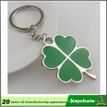 OEM Nickel Plating Soft Enamel Four Leaf Clover Metal Keyring